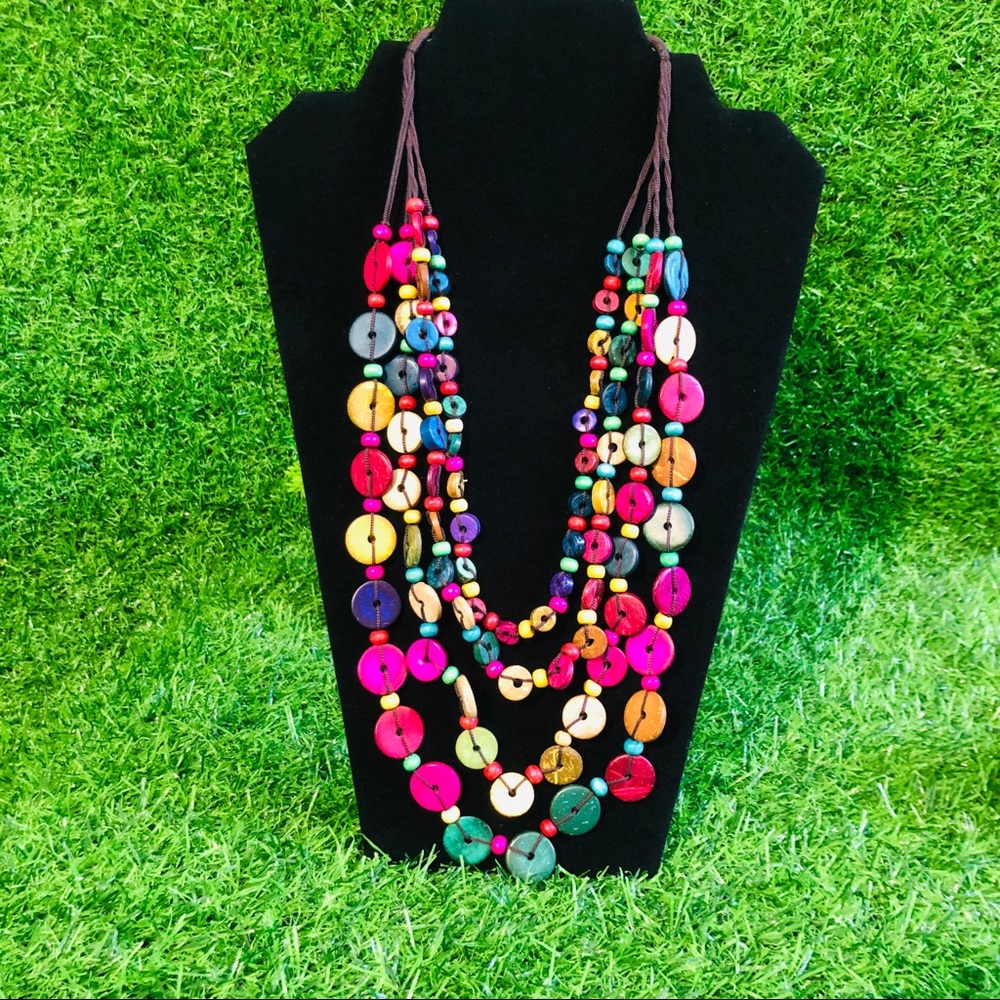 Multicolor Coconut Wood Necklace